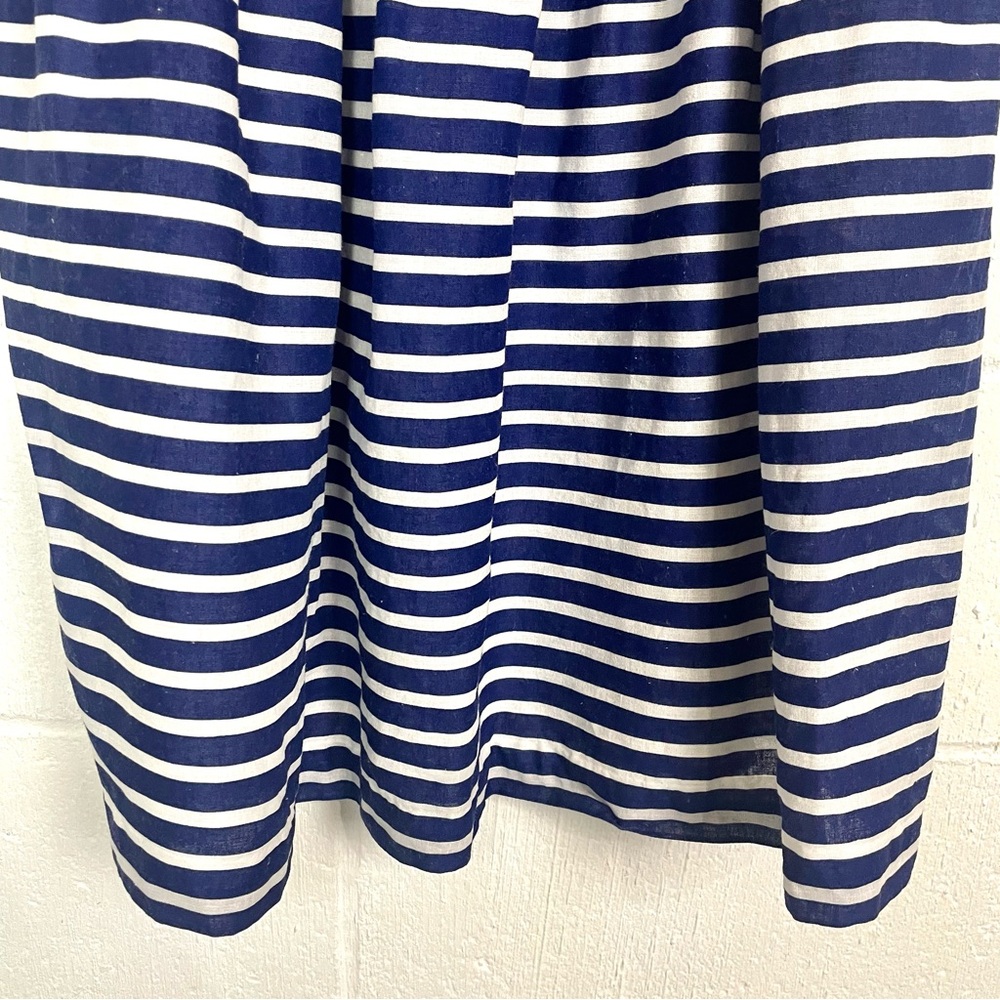 J. Crew Sundress Linen Blend Blue & White Striped Nautical Coastal Boat Preppy 4 - Picture 6 of 13